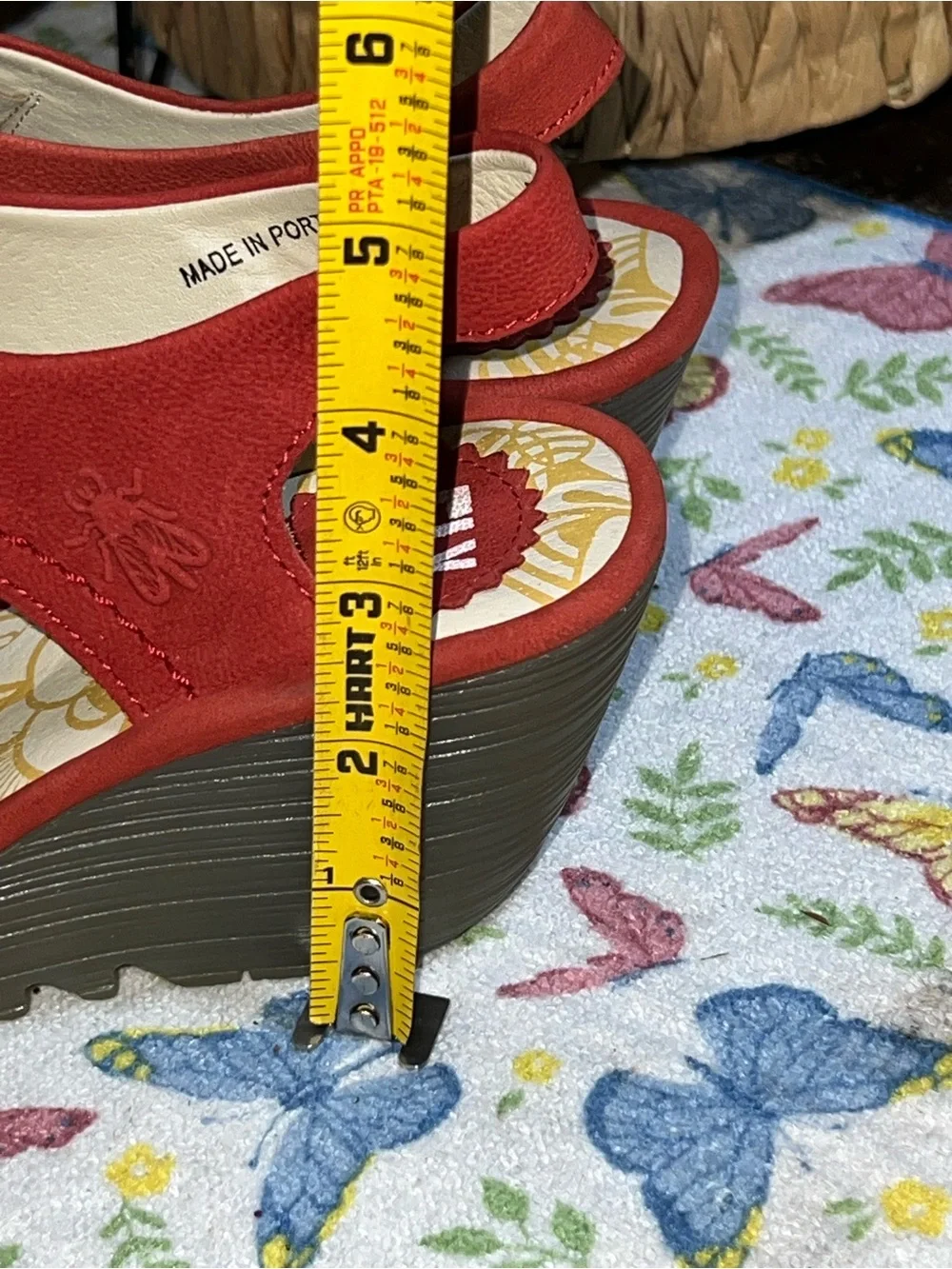 Fly London Ylfa Scarlet Red Leather Lace up Comfort Wedge Sandals Shoes